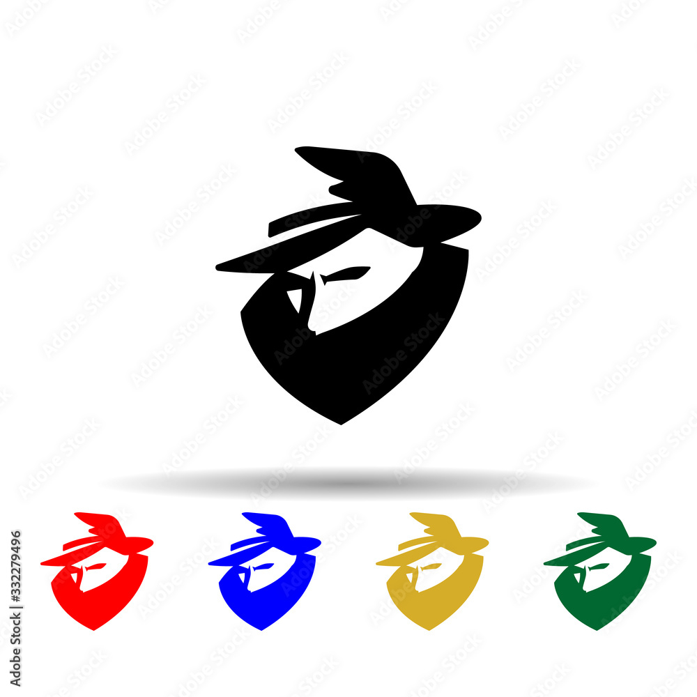 Poster detective black and white multi color icon. simple glyph, flat vector of crustaceans icons for ui an
