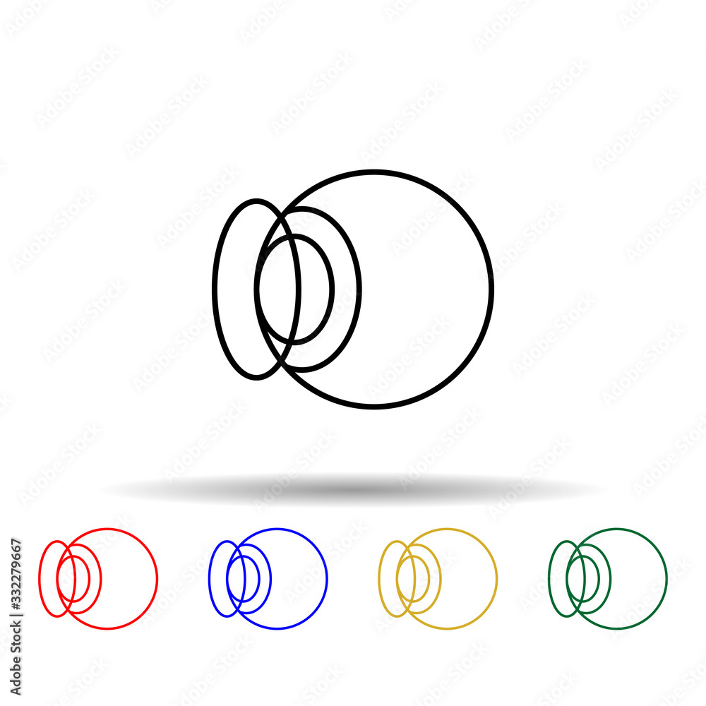 Poster eye lens multi color icon. simple thin line, outline vector of eye care icons for ui and ux, website