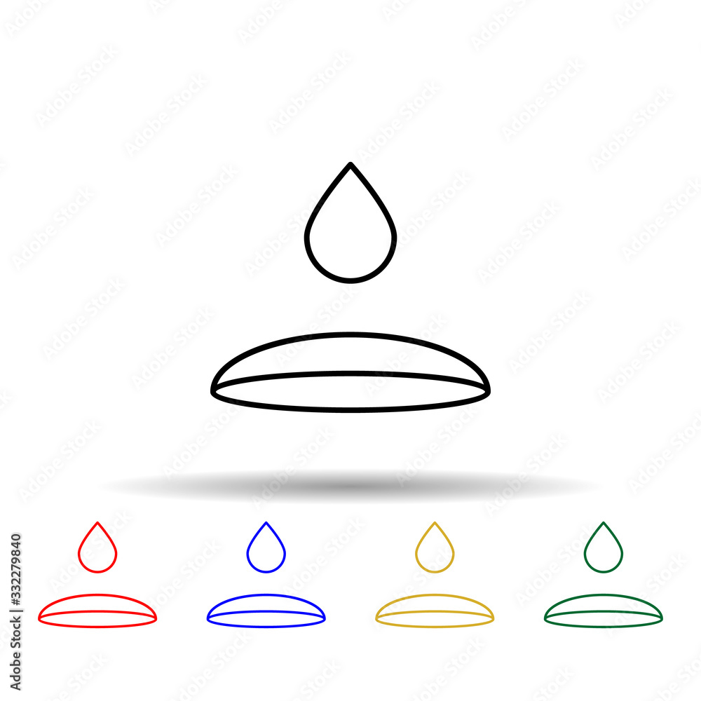 Poster a drop on lens multi color icon. simple thin line, outline vector of eye care icons for ui and ux, w