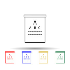Eye test chart multi color icon. Simple thin line, outline vector of eye care icons for ui and ux, website or mobile application