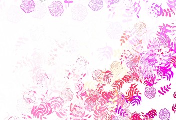 Light Multicolor vector elegant background with leaves, flowers.