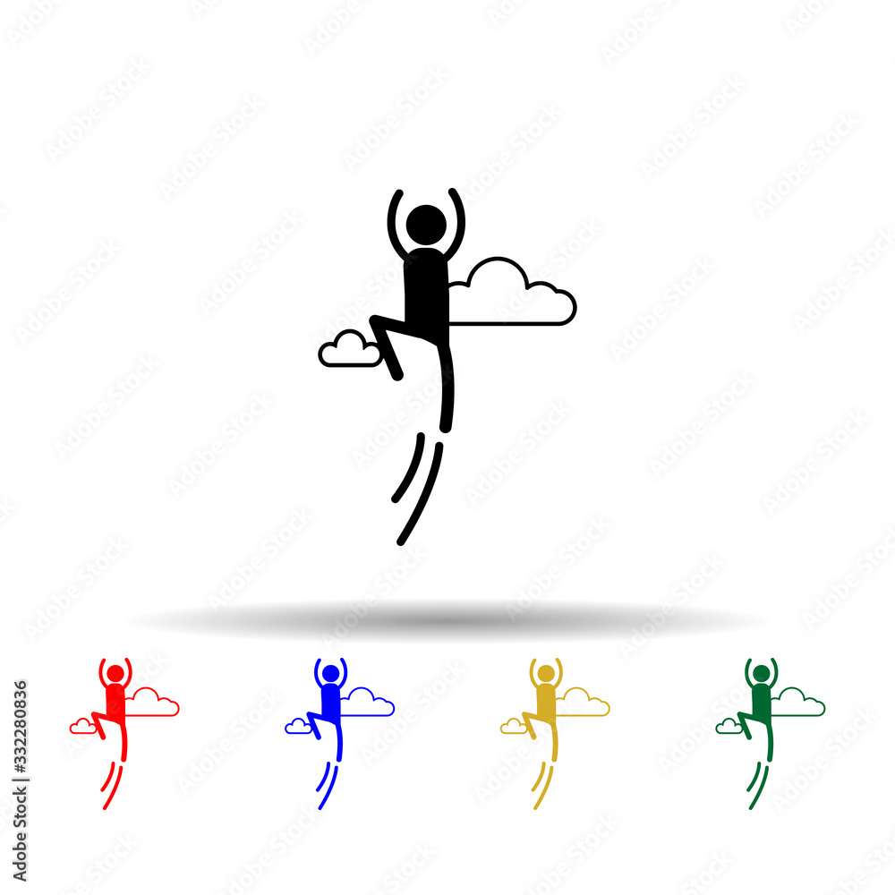 Poster flying man multi color icon. simple glyph, flat vector of hero icons for ui and ux, website or mobil