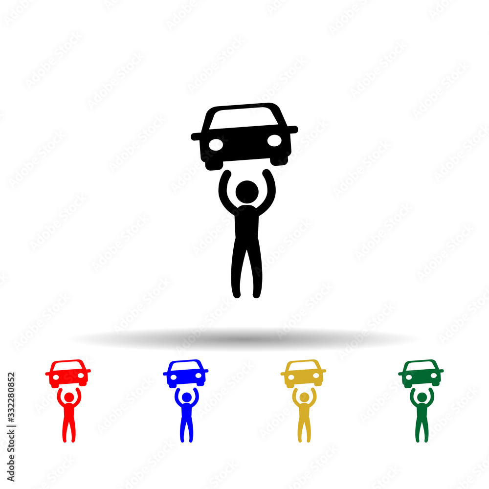 Poster strongman multi color icon. simple glyph, flat vector of hero icons for ui and ux, website or mobile