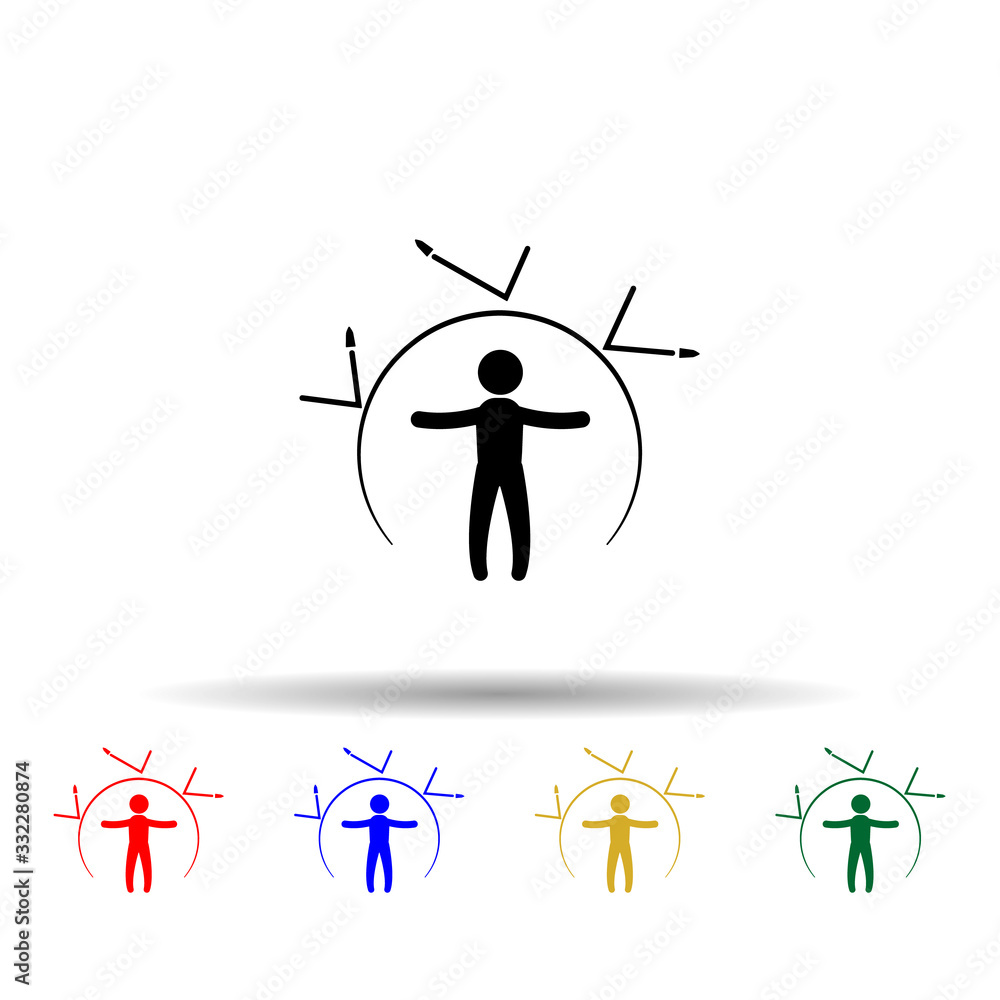 Poster protective field man multi color icon. simple glyph, flat vector of hero icons for ui and ux, websit