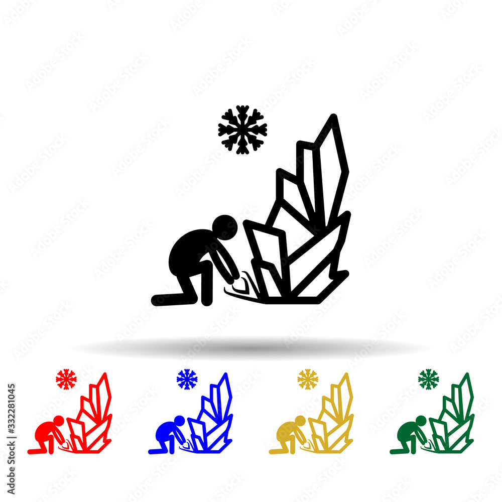Poster ice man multi color icon. simple glyph, flat vector of hero icons for ui and ux, website or mobile a