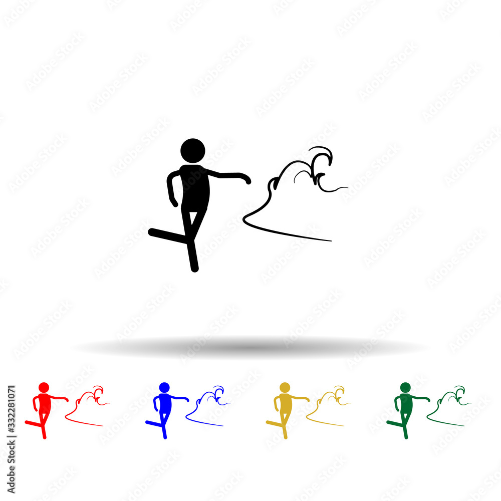 Poster wind man multi color icon. simple glyph, flat vector of hero icons for ui and ux, website or mobile 