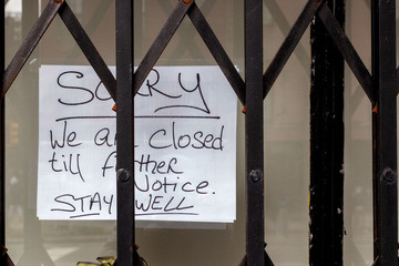 NYC - Closed Till Further Notice Sign - Coronavirus