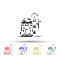 Imaginary house multi color icon. Simple thin line, outline vector of imaginary house icons for ui and ux, website or mobile application