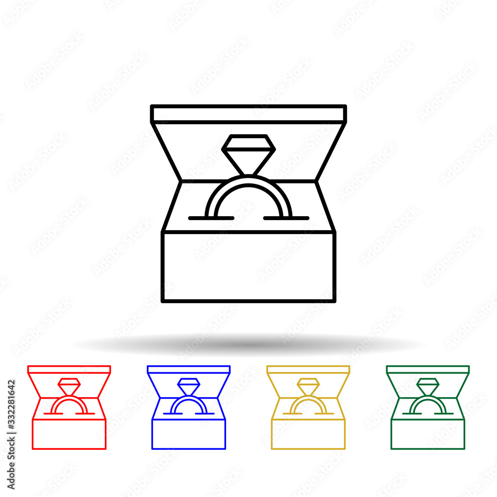 Poster ring multi color icon. simple thin line, outline vector of jewelry icons for ui and ux, website or m