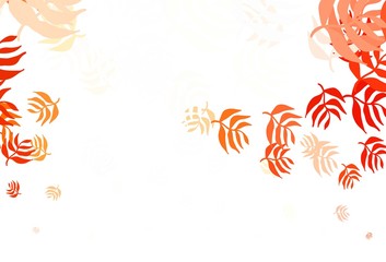 Fototapeta na wymiar Light Orange vector doodle pattern with leaves.