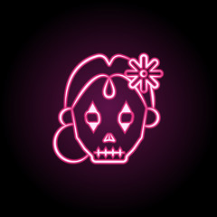 Catrina neon icon. Simple thin line, outline vector of dia de muertos icons for ui and ux, website or mobile application