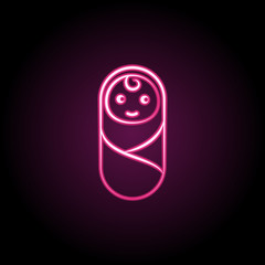 Small baby neon icon. Simple thin line, outline vector of maternity icons for ui and ux, website or mobile application