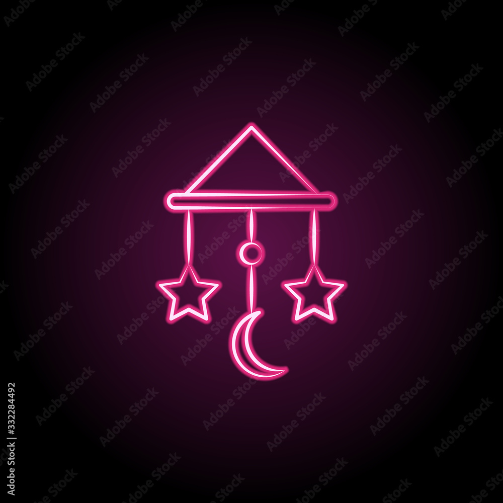 Poster lullaby toy neon icon. simple thin line, outline vector of maternity icons for ui and ux, website or
