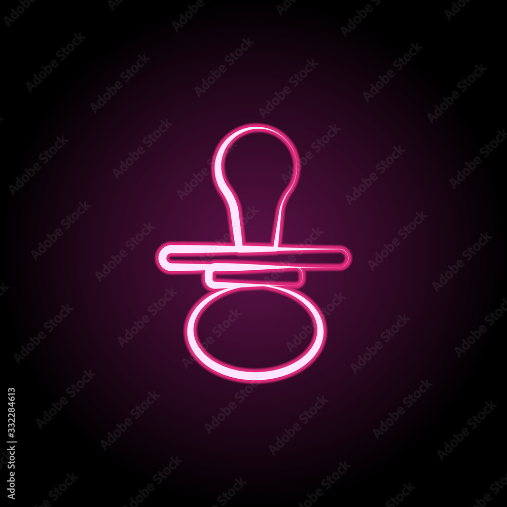 Poster child pacifier neon icon. simple thin line, outline vector of maternity icons for ui and ux, website