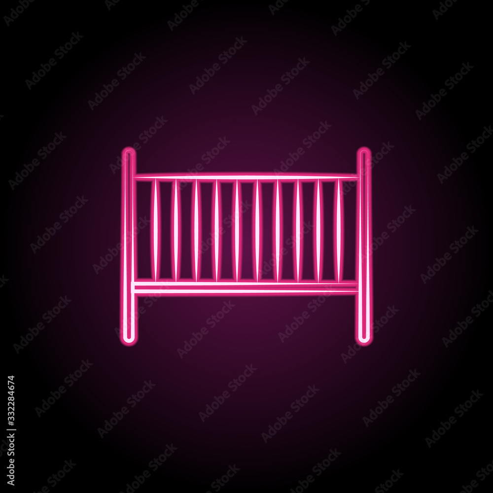 Poster cradle of baby neon icon. simple thin line, outline vector of maternity icons for ui and ux, website