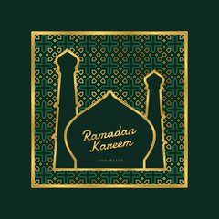 Ramadan kareem islamic greeting design background, persian motif, luxury gold background ornament wallpaper vector illustration.