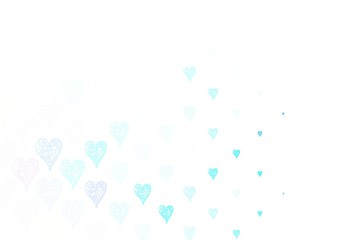 Light BLUE vector template with doodle hearts.