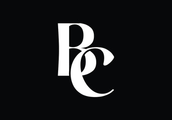 Elegant monogram B C logo design on black background