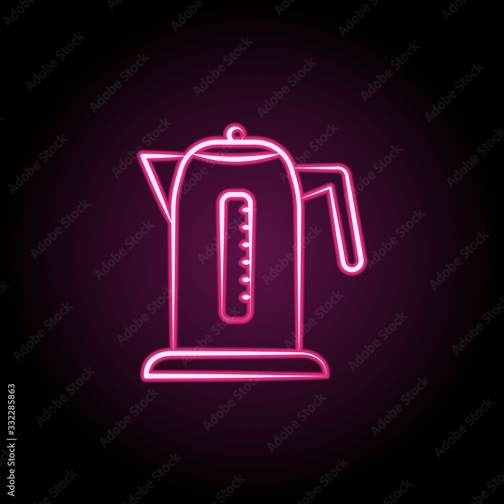 Poster kettle neon icon. simple thin line, outline vector of tea icons for ui and ux, website or mobile app