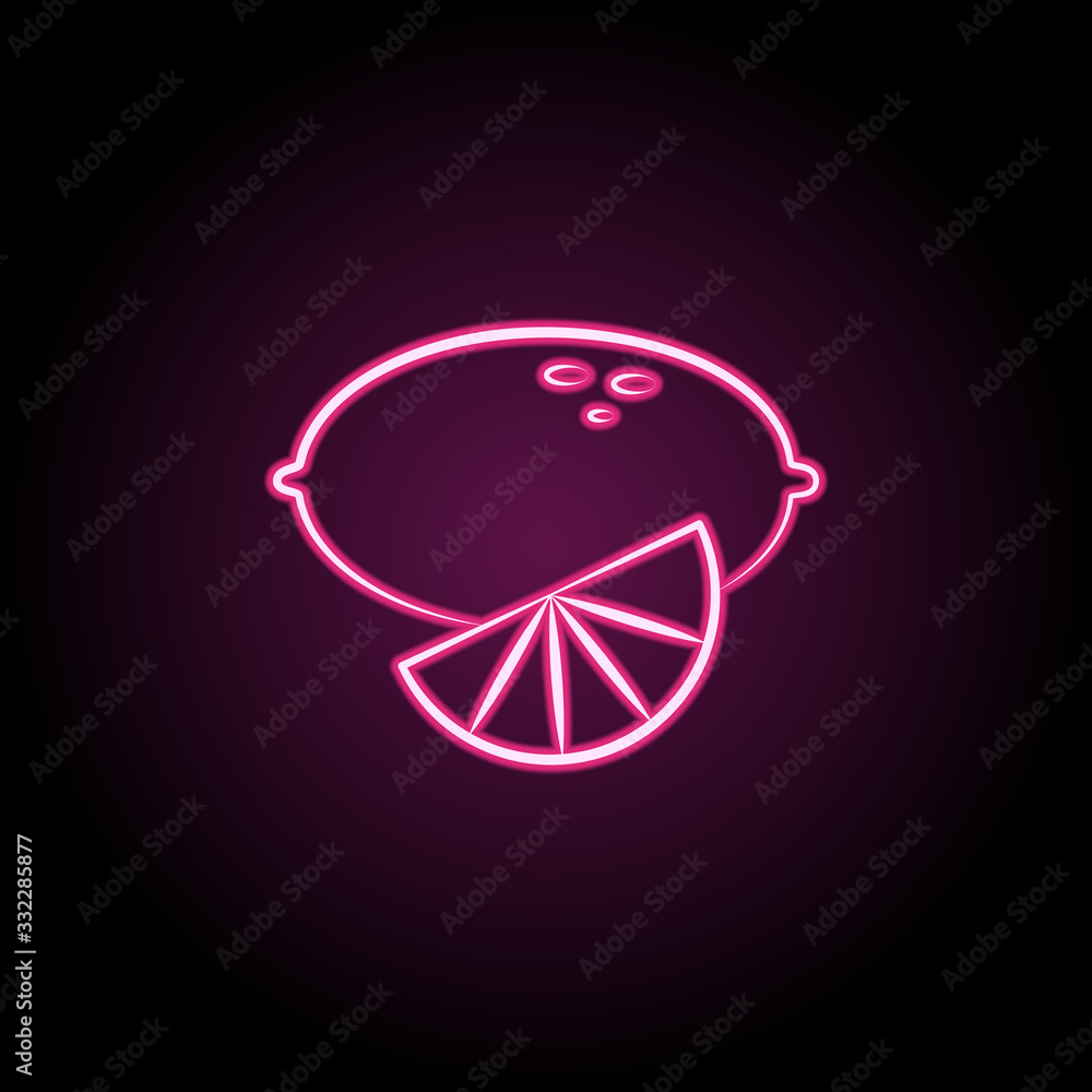Poster lemon neon icon. simple thin line, outline vector of tea icons for ui and ux, website or mobile appl