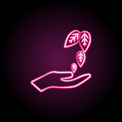 Green tea, hand neon icon. Simple thin line, outline vector of tea icons for ui and ux, website or mobile application