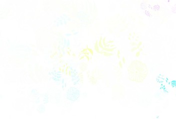 Light Multicolor vector doodle background with leaves.