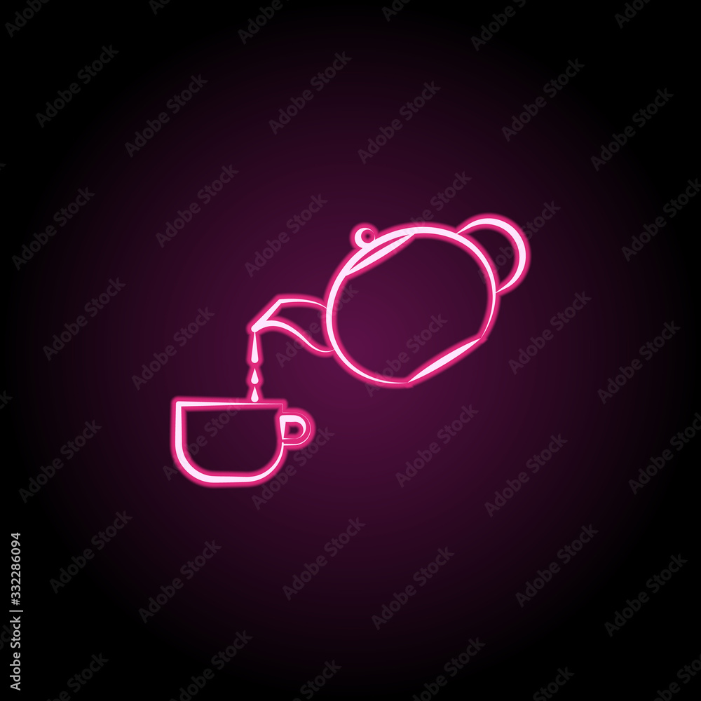 Poster teapot neon icon. simple thin line, outline vector of tea icons for ui and ux, website or mobile app