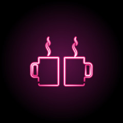 Two cups tea neon icon. Simple thin line, outline vector of tea icons for ui and ux, website or mobile application