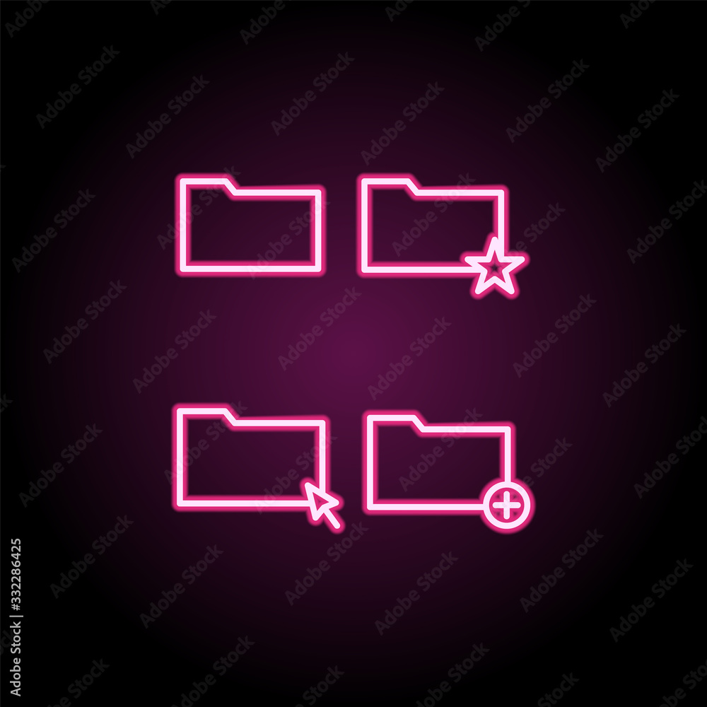 Poster folder, star, plus, touch sign neon icon. simple thin line, outline vector of web icons for ui and u