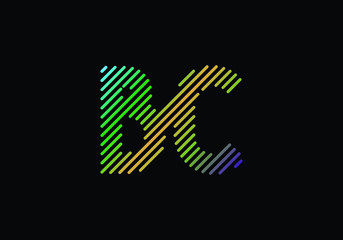 Vibrant BC Logo Woven with Colorful Stripes on a Sleek Black Background Digital Art