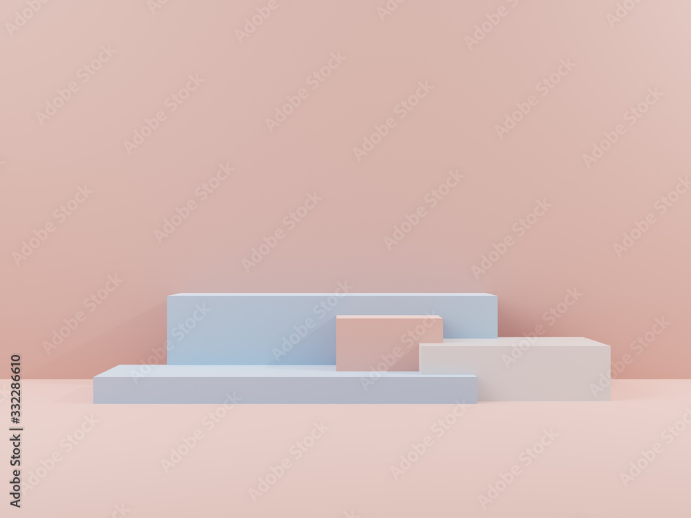 Fototapete 3d rendering background. pastel color blocks with studio lighting. element for business advertising.