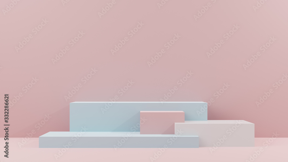 Poster 3d rendering background. pastel color blocks with studio lighting. element for business advertising.