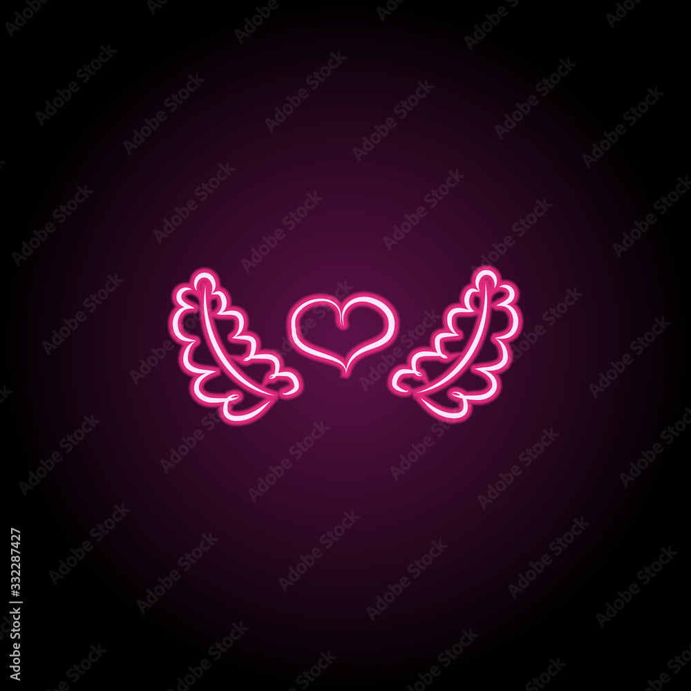 Poster heart with twigs neon icon. simple thin line, outline vector of wedding icons for ui and ux, website