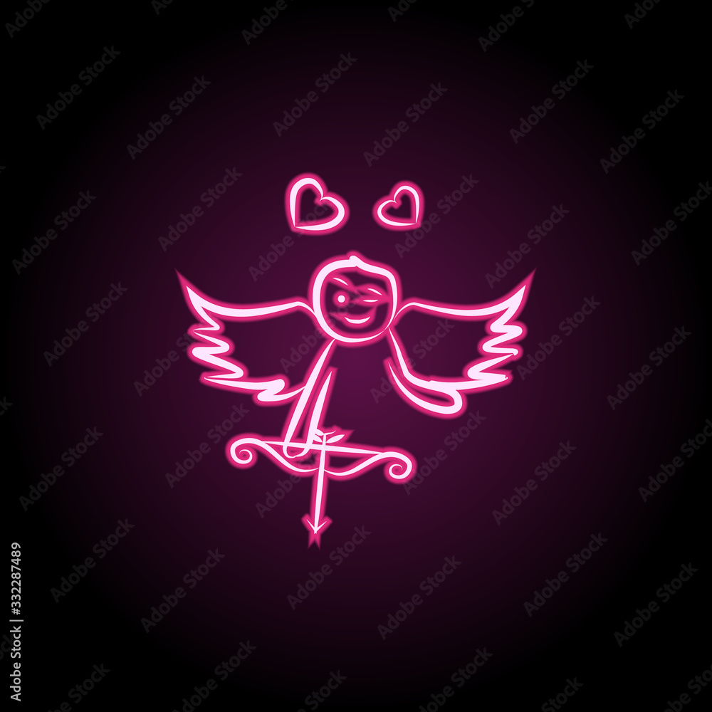 Poster cupid with onions neon icon. simple thin line, outline vector of wedding icons for ui and ux, websit