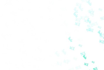 Light Green vector background with symbols of 30, 50, 90 % sales.