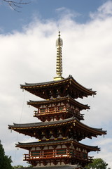 Fototapeta na wymiar Kyoto,Japan-February 23, 2020: Yakushiji temple West Pagoda in Nara, Japan