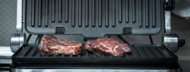 Fresh marbled meat grilled steaks.