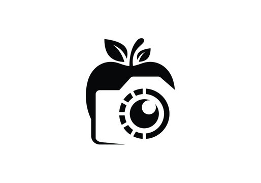 Apple and camera logo sign symbol. Photography logo concept