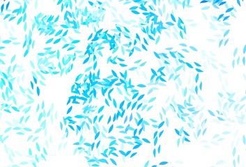Light BLUE vector doodle pattern with leaves.