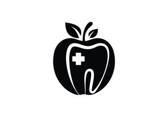 Dental Health Symbol Apple and Tooth Graphic for Dental Clinics, Health and Wellness Practices Logo