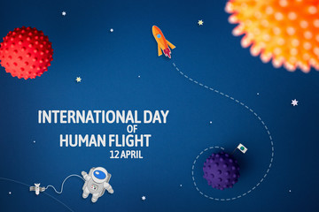 Fototapeta na wymiar International day human space flight 12 April.