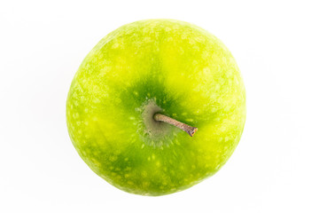 tasty juicy green apple top view white isolated background close up