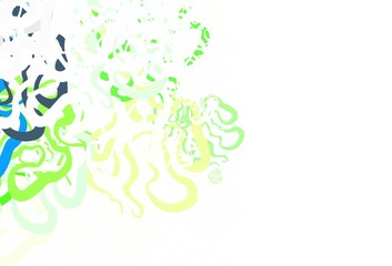 Light Green, Yellow vector background with curved lines.