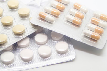 pills blister headache treatment vitamins closeup set base