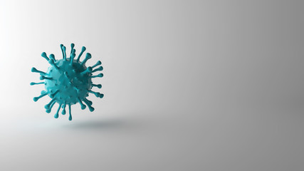 Corona virus body 3d illustration with copy space