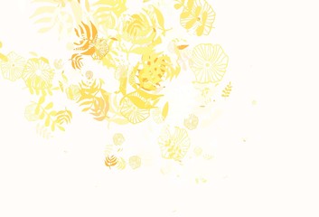 Light Orange vector elegant background with leaves, flowers.