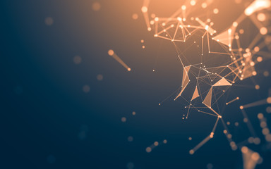 Abstract background. Molecules technology with polygonal shapes, connecting dots and lines....