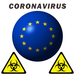 Coronavirus sign on EU flag
