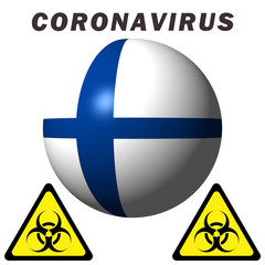 Obraz premium Coronavirus sign on Finland flag