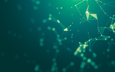 Abstract background. Molecules technology with polygonal shapes, connecting dots and lines. Connection structure. Big data visualization.